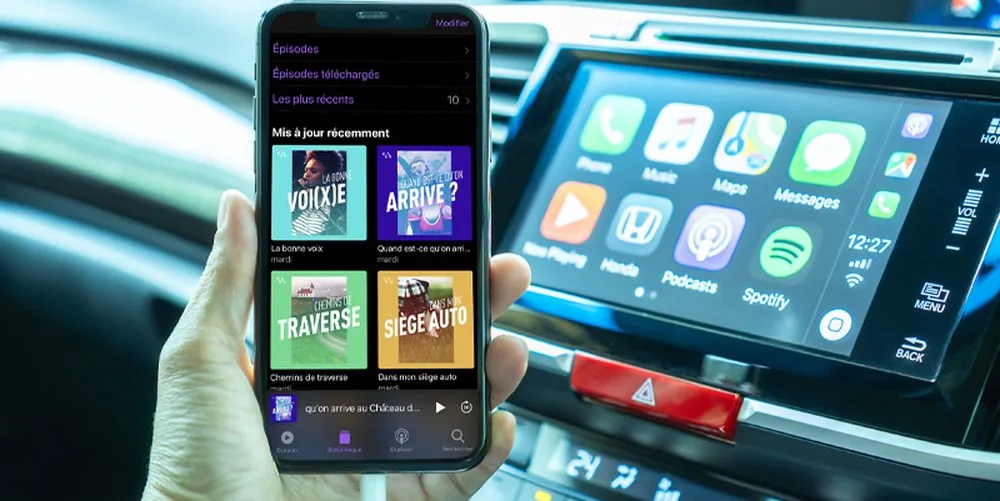 Application et podcast 107.7 utilisés en voiture